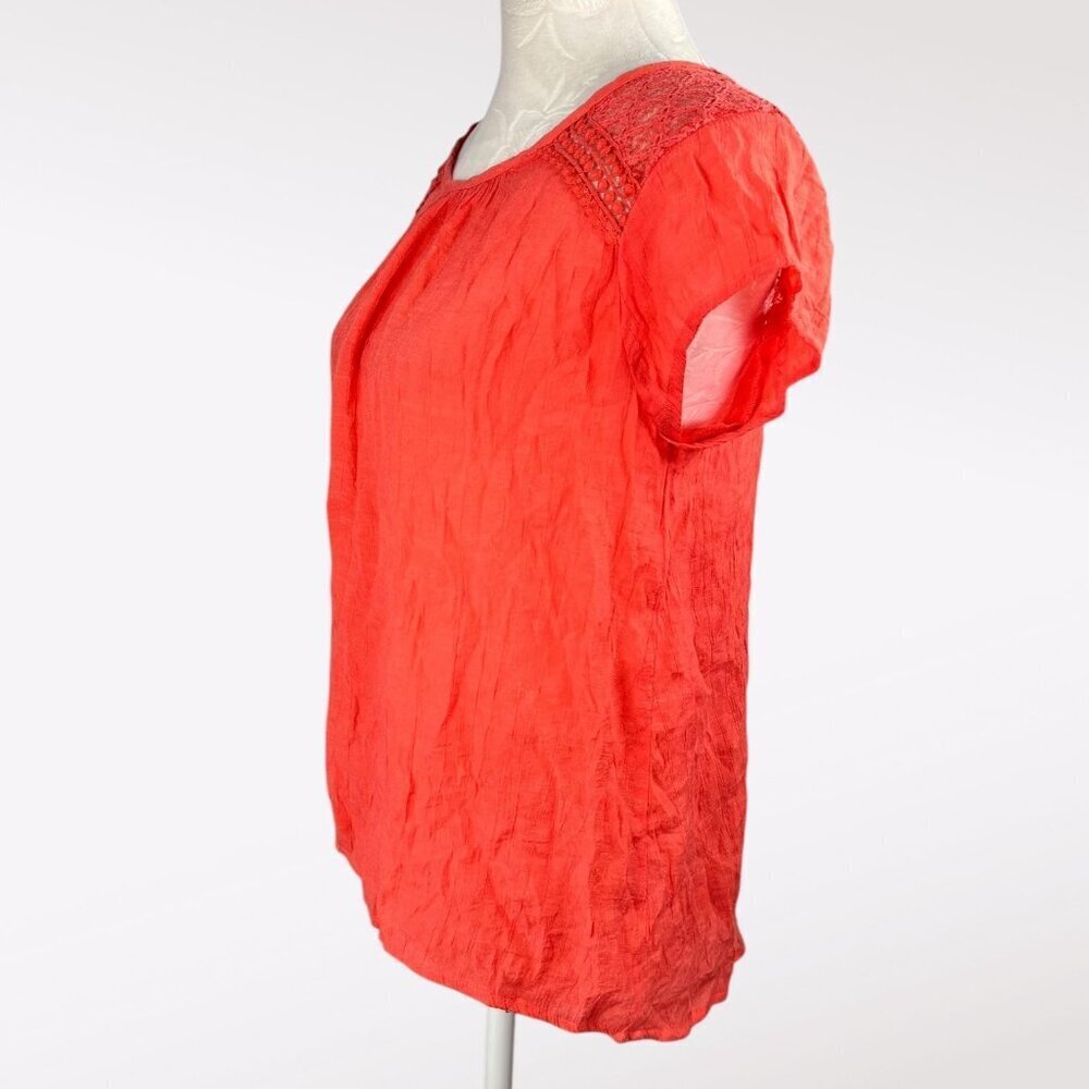 Philosophy Coral Blouse Cap Sleeve Split Back Top XS - Picture 4 of 10